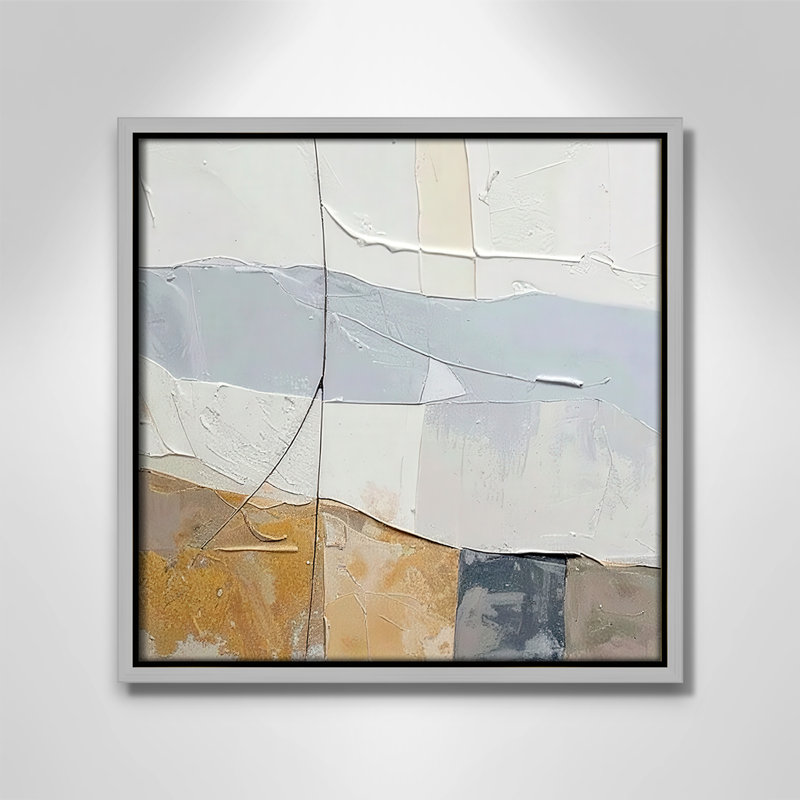 «Plastered I Print» par Alonza Saunders, Framed Canvas, 13.5'' W x 13.5'' H, Silver Floater