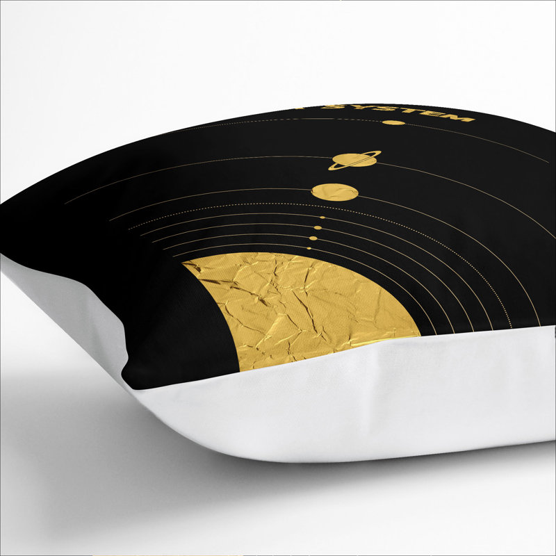 The Solar System in Gold Scatter Cushion, White, 40cm H x 40cm W x 15cm D