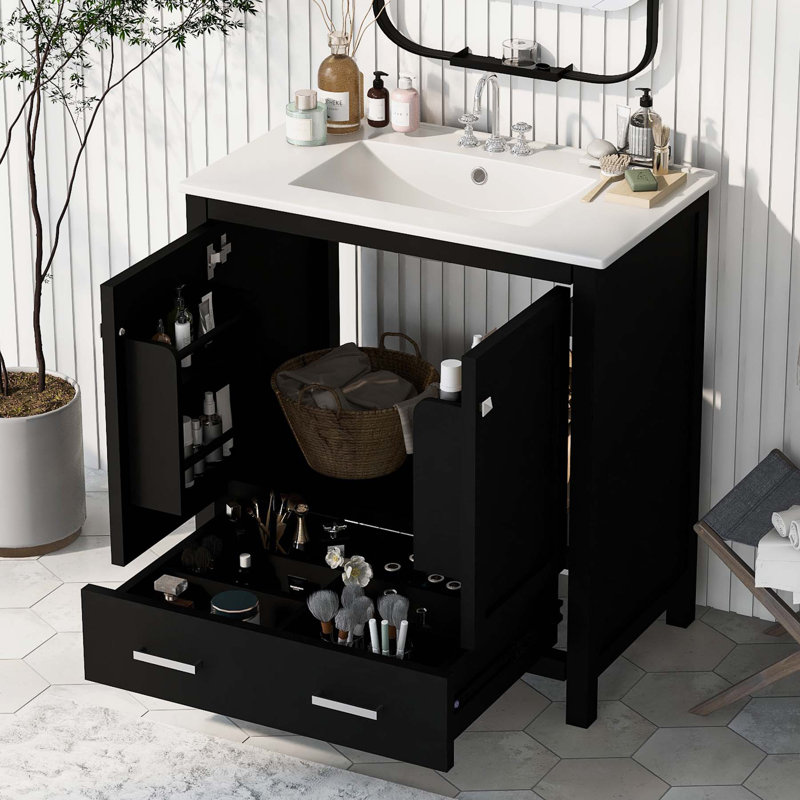 30'' Single Bathroom Vanity Base Only, Noir