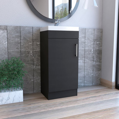 Meuble-lavabo simple avec lavabo à une porte Seville, noir