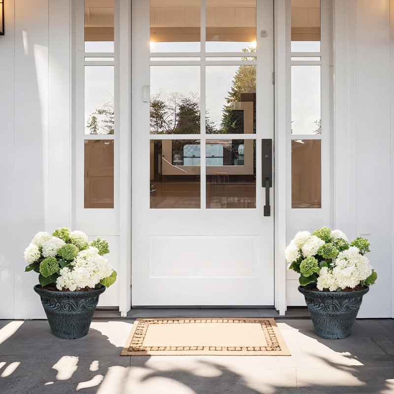 Two-piece Set Of Flower Pots With Classical Relief, Blue