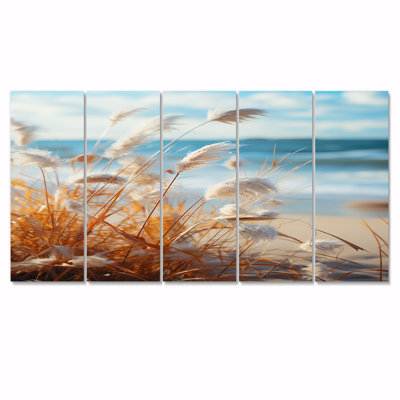 «Blossoming Seagrass Summer Day Simplicity - Beach», ensemble de 5 décorations murales