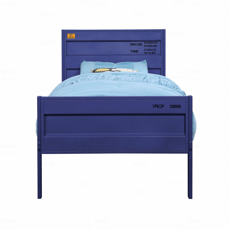 Lit, finition bleue, Lit simple