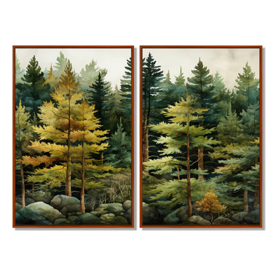 Pine Tree Symphony I - Floral Tree Pine Canvas Wall Art