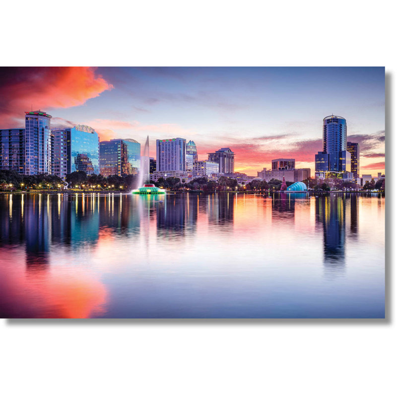 Art mural en verre trempé sans cadre Orlando Skyline - 40 po x 60 po