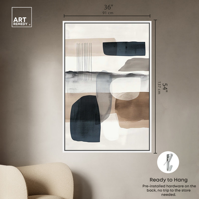 Layers of Depth Abstract Canvas Art with White Frame, 55" x 37"