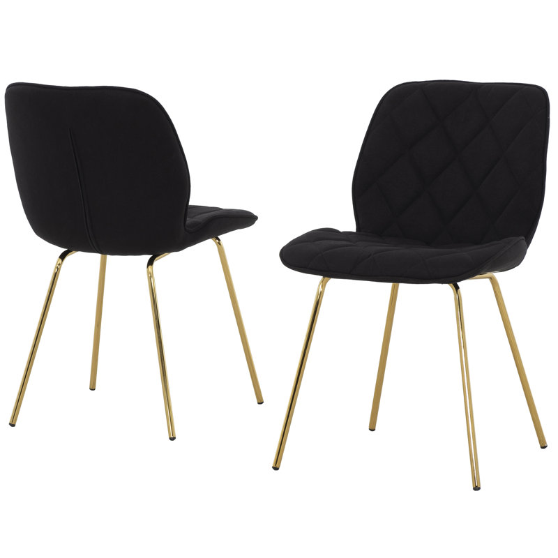 Chaise de salle à manger rembourrée noire Koleson, ensemble de 2 , Noir