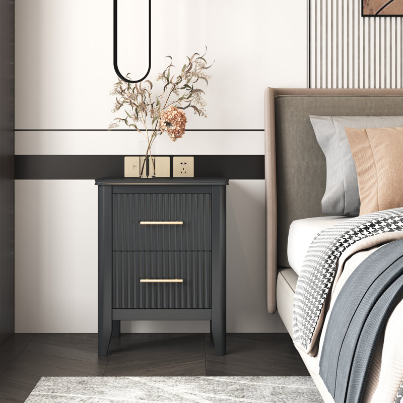 Amilliana 45cm W Bedside Table, Charcoal