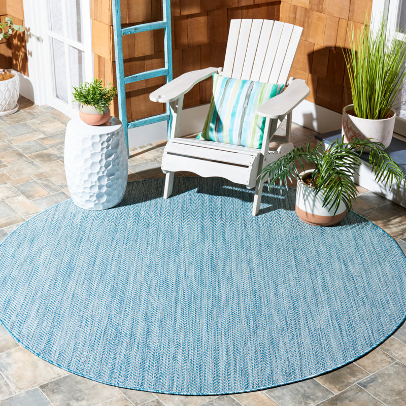 Casmir Aqua/Grey Indoor/Outdoor Rug, Round 201 cm