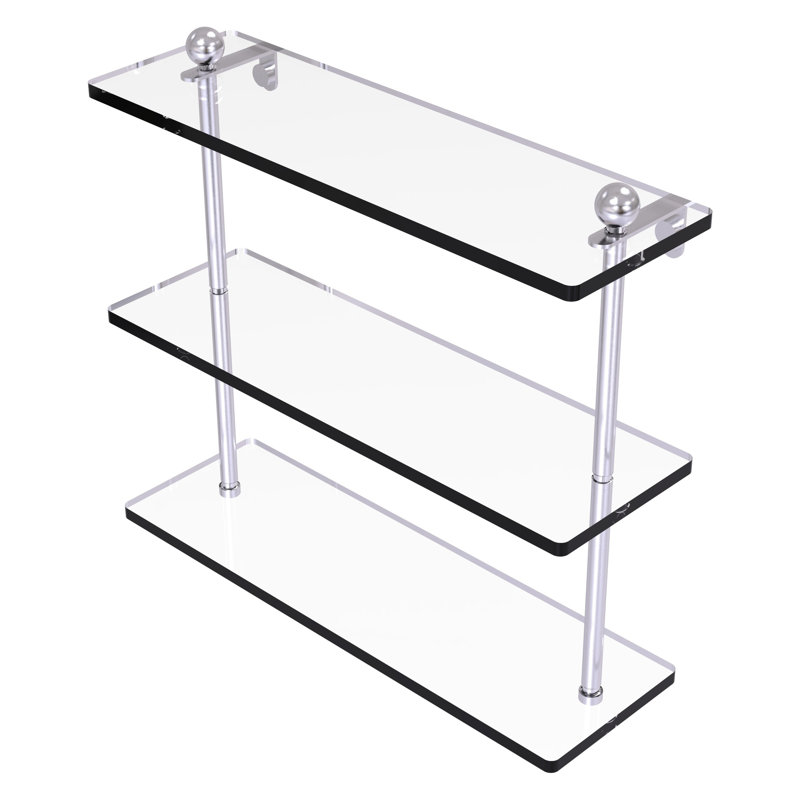 Morosini 3 Piece Tiered Shelf, 16", Satin Chrome
