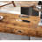 3-Drawer 72-Inch Long Dining Table Set with Built-in Power Outlets Bar Height Kitchen Table & 4 Circular PU Stools Easy Assembly Sturdy Wood Frame for Dining Room & Kitchen