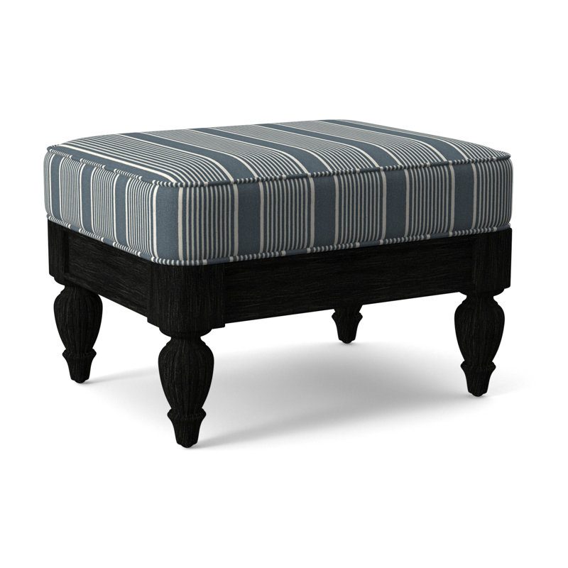 Grand View Ottoman, White Performance Fabric; 0851-94, Antique Black Finish