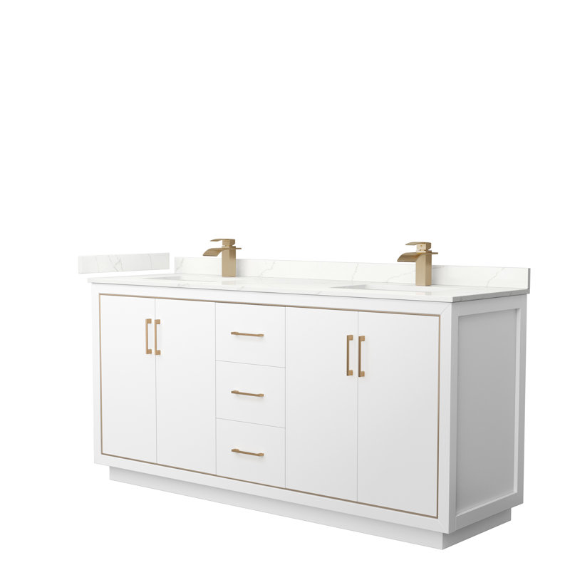 72'' W Double Vanity, Brushed Nickel, Giotto Quartz, Light Green