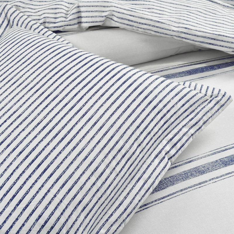 California King Blue Cotton Reversible Comforter Set