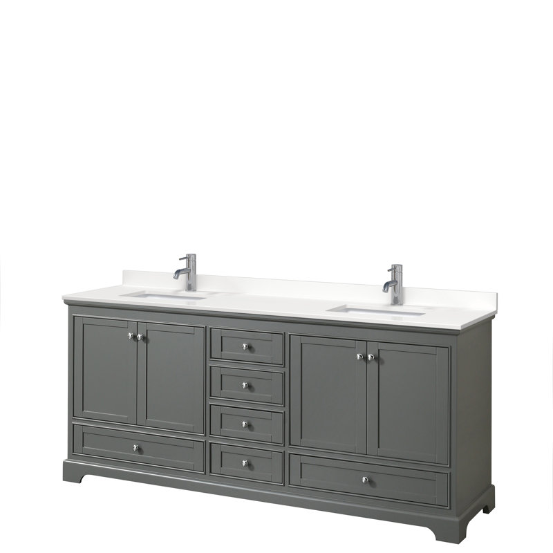 Deborah Double Bathroom Vanity with Quartz Top, White Quartz, Polished Chrome, Dark Espresso