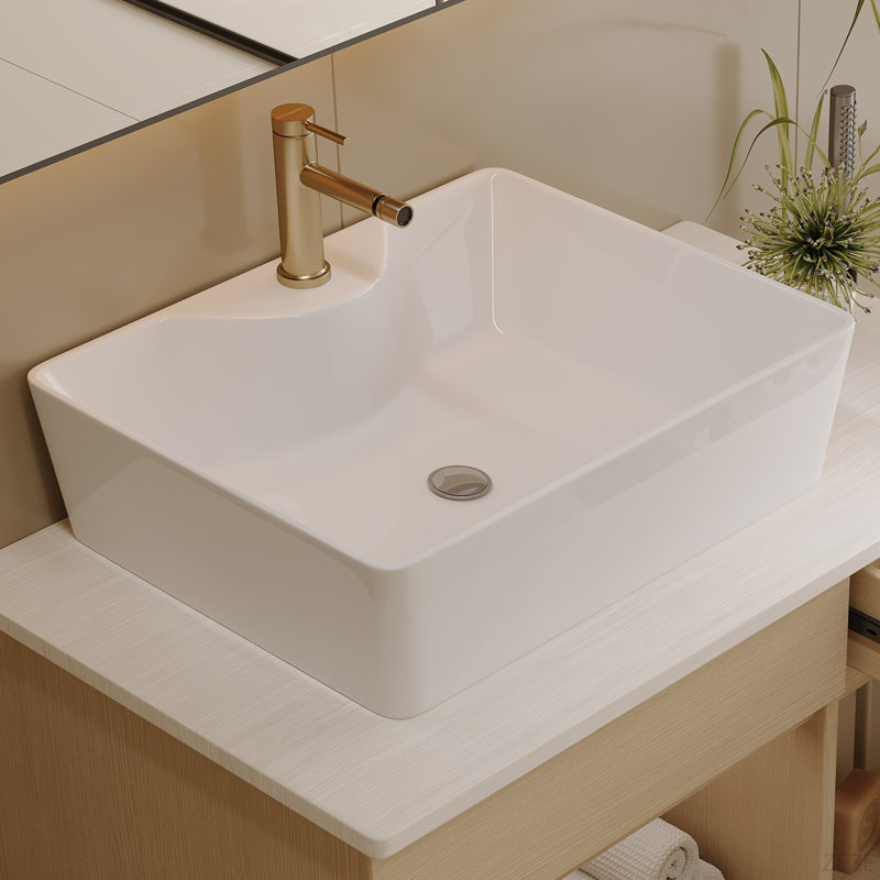 Petit meuble-lavabo flottant simple 31,5 pouces avec lavabo, Naturel