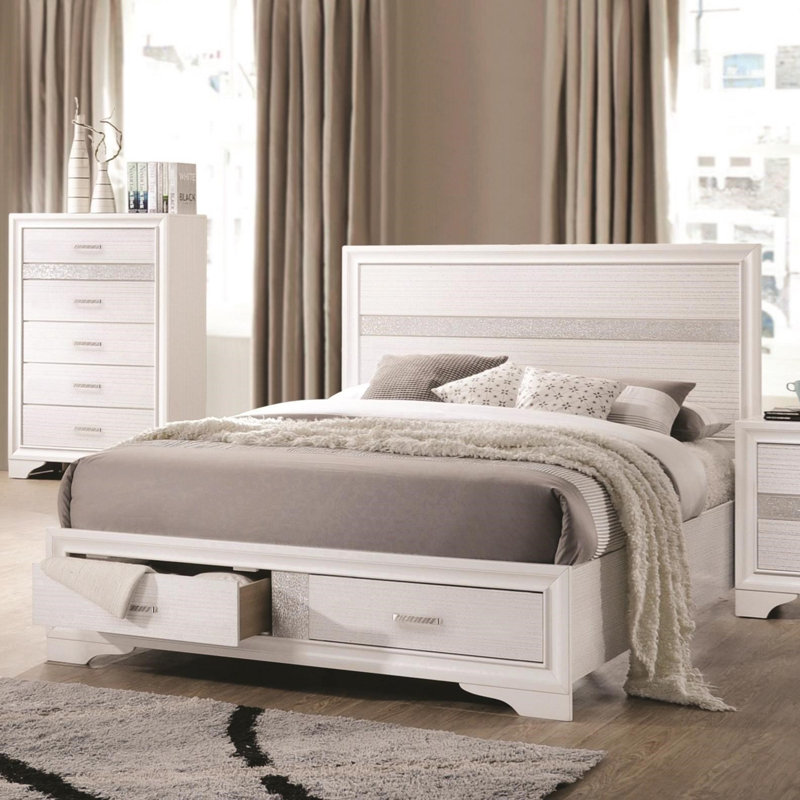 Elessa Storage Bed with 2 Drawer, California King, White