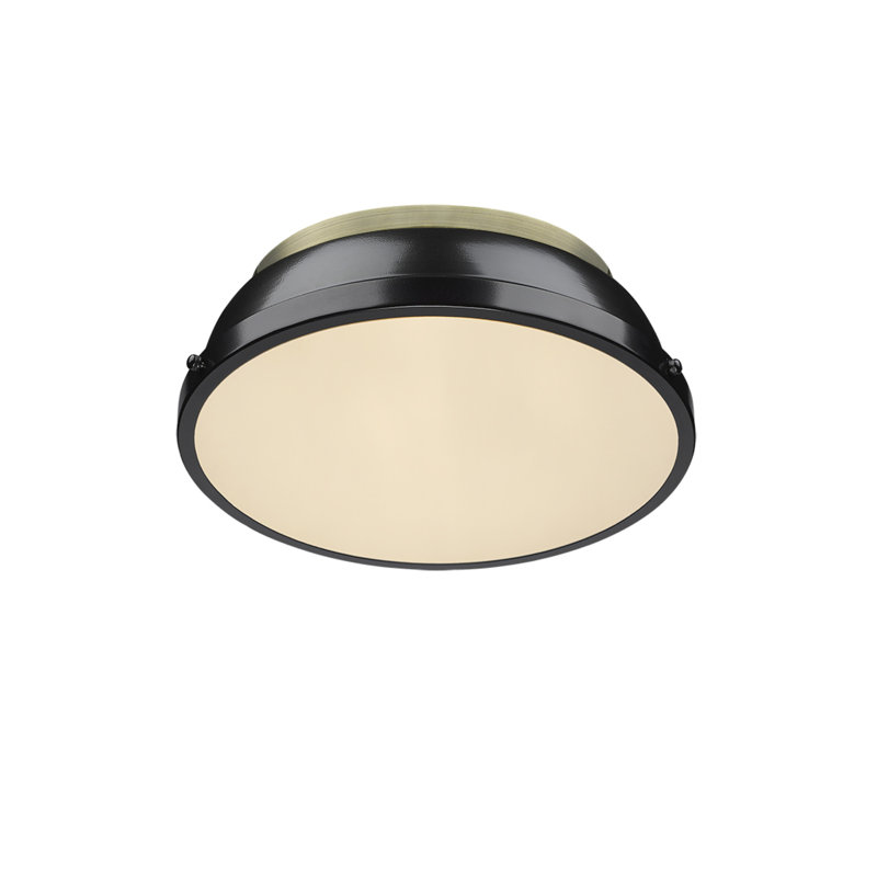 Plafonnier encastré 2 lumières Calico, Laiton vieilli, Noir