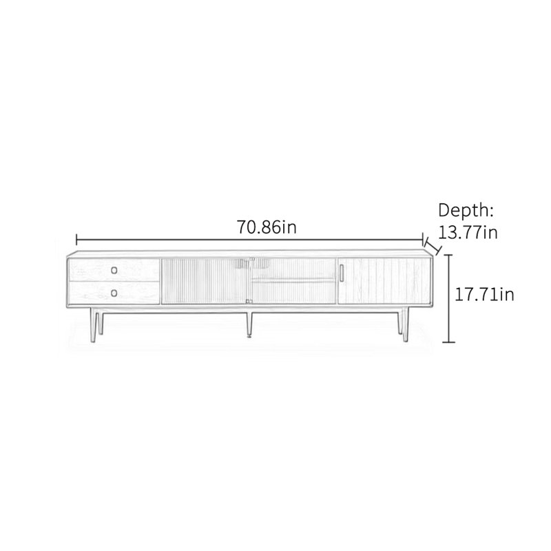 Meuble télé en bois massif de style rétro Ten, 70.86"