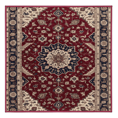 Machine Washable Persian Red Area Rug