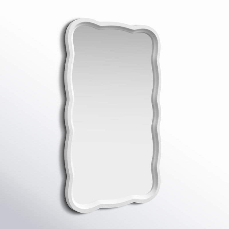 Kristin Rectangle Wood Frame Accent Mirror, Farmhouse French Country Decorative Wall Mirror, White