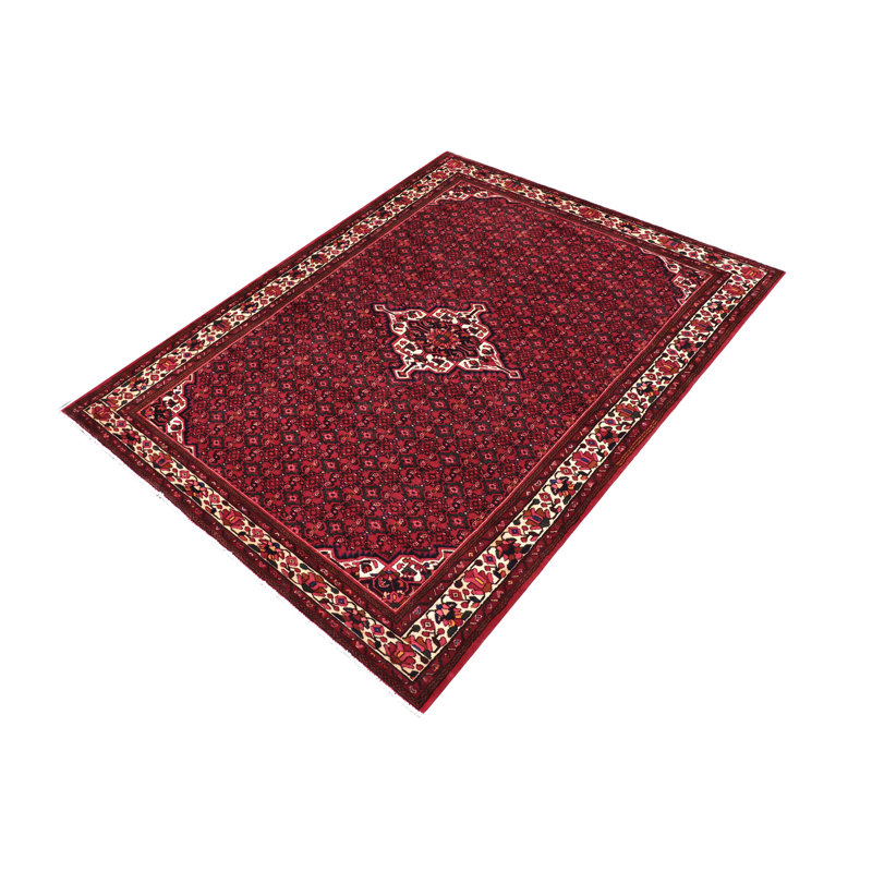 Tapis rouge antique en laine noué à la main Tabriz Malakai - 6 pi 9 po x 9 pi 11 po