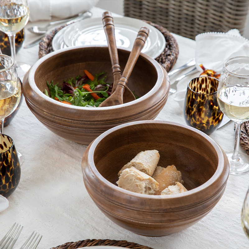 Bilbao Mango Wood Serving Bowl, 5" H x 10" W x 10" D