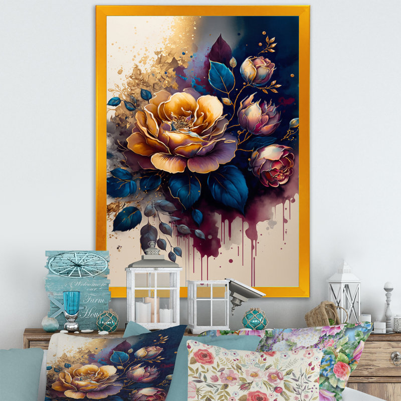 Abat-jour rose Design I - Abat-jour rose Design I - imprimé, H 32 po x l 24 po x P 1 po, Impression dorée sur toile encadrée