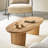 Cream wind log solid wood end table-110438645