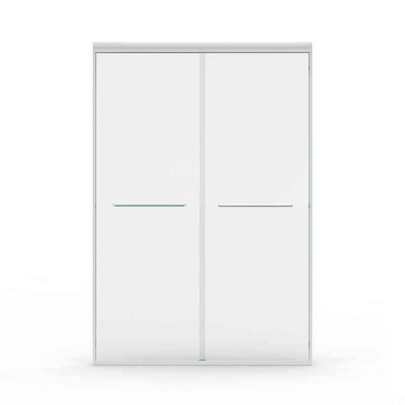 44" - 48" W X 72" H Double Sliding Shower Door, Semi-Frameless Bypass Bathroom Sliding Door With 1/4" (6Mm) Tempered Glass