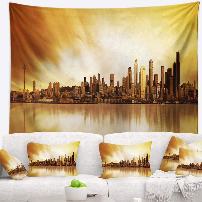 Photographie de paysage seattle panorama tapisserie, H 32 po x l 39 po