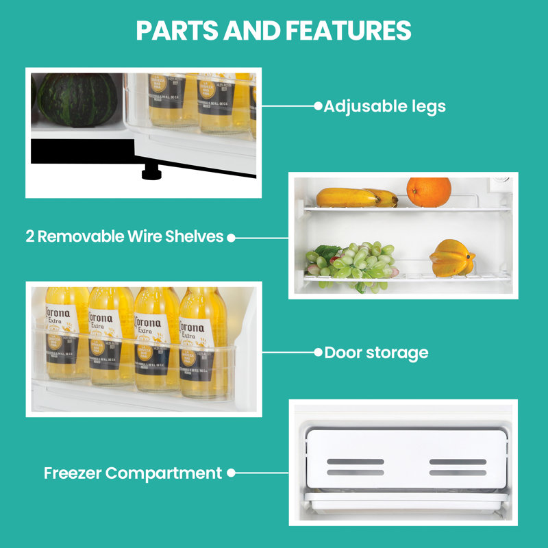 Koolatron Compact Fridge with Freezer, 3.2 Cu Ft, Black
