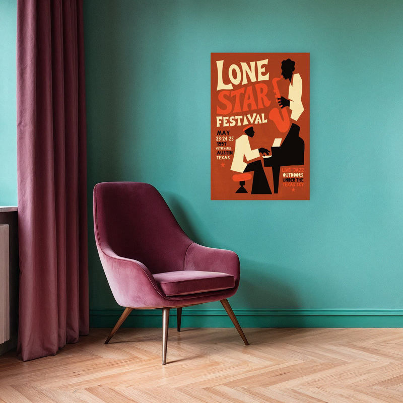 Retro Jazz Festival Retro Vintage Architecture Wall Art Print, H 36 po x l 24 po