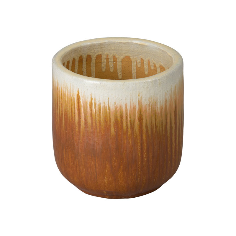BARREL PLANTER, AMBER, 16" H x 15" W x 15" D
