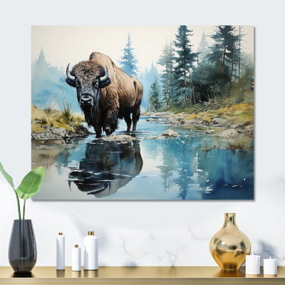 Bison Bison Reflections II - animaux, reproduction d'art mural en métal