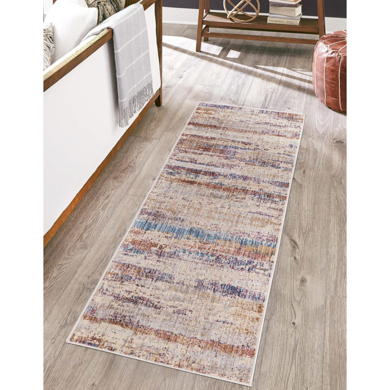 Tapis de couloir contemporain multicolore Ainaires, Tapis de couloir 2 pi 6 po x 12 pi