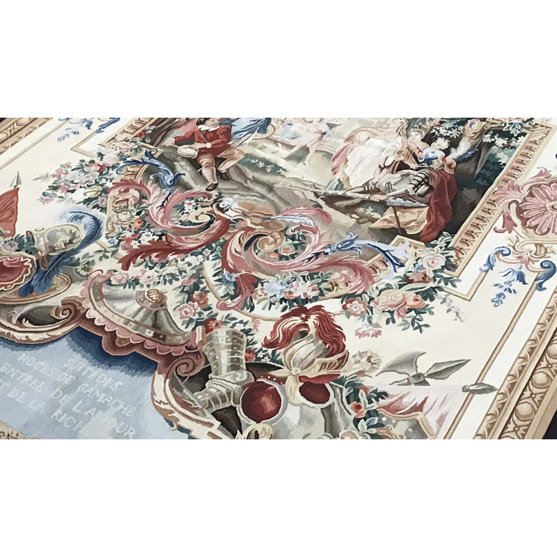Hand-Knotted High-Quality Beige and Red Area Rug