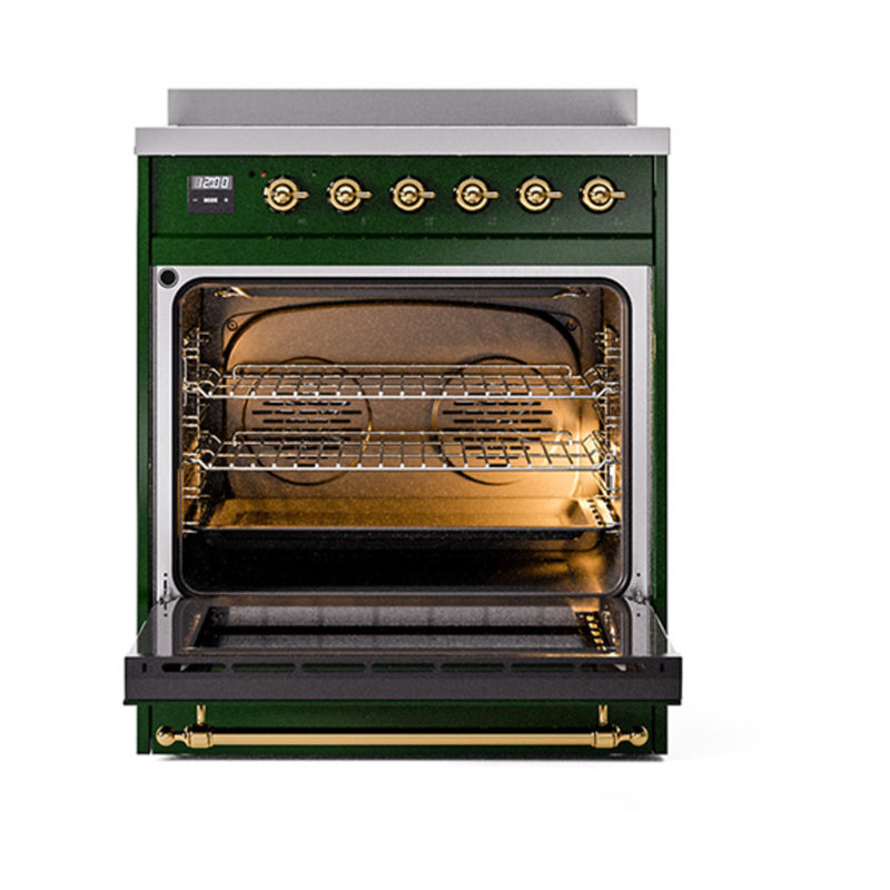 ILVE Nostalgie II Noblesse 30 in Induction Range, Emerald Green/Brass