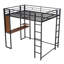 Lit mezzanine double en métal avec 2 tablettes et 1 bureau, noir-46120711