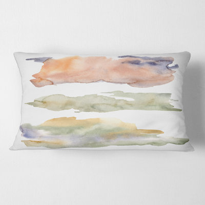 Abstrait orange, beige, vert et nuages bleus - coussin moderne imprimé