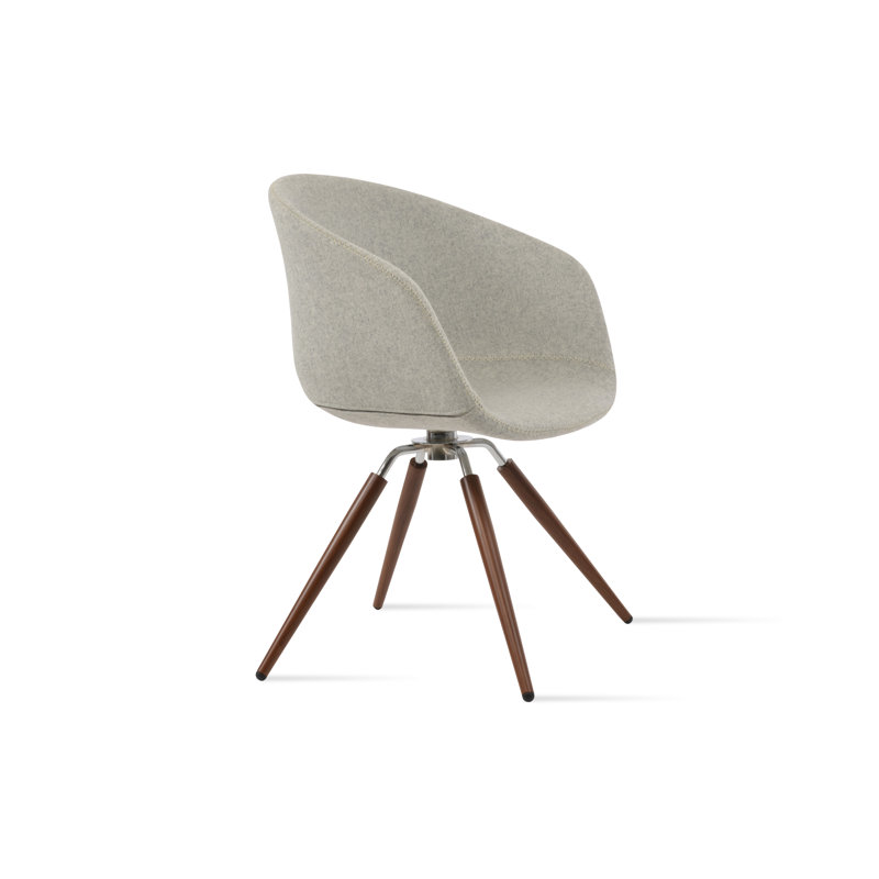 Fauteuil Tribeca, Laine argentée, Noyer / Chrome