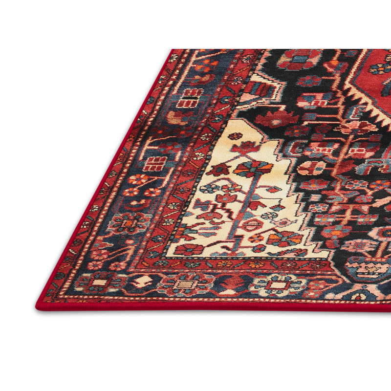 Tapis en laine brun / rouge, Rectangle 5 pi x 8 pi