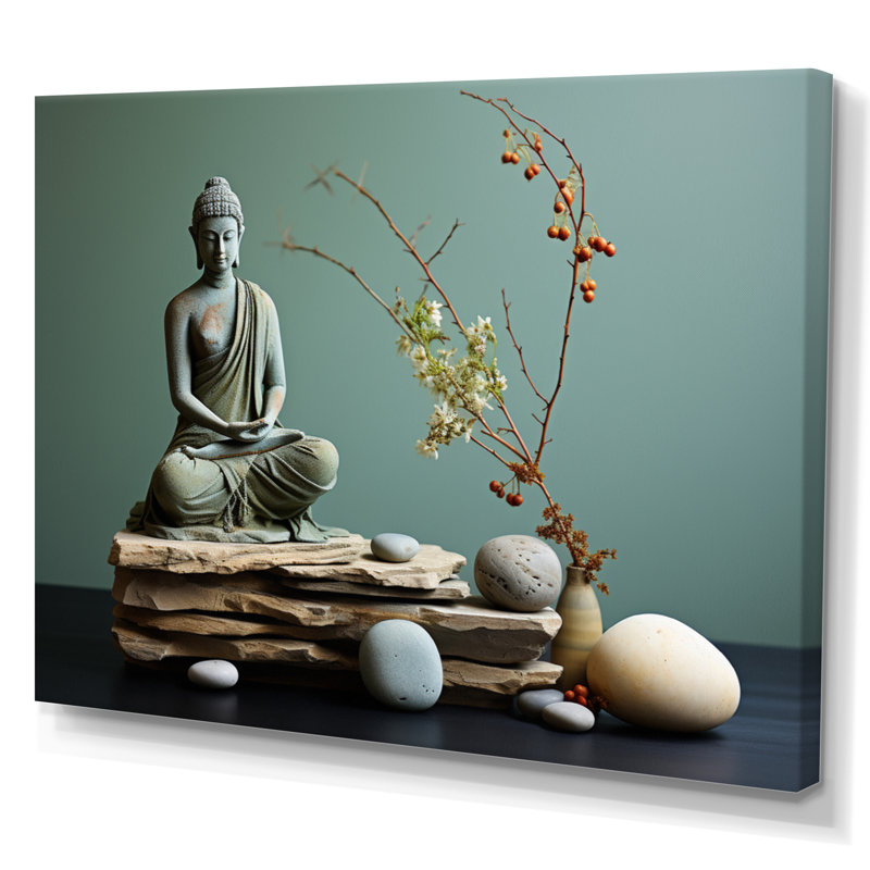 «Grey Green Meditation Abstract Serenity I», reproduction sur toile, H 12 po x l 20 po, Toile tendue