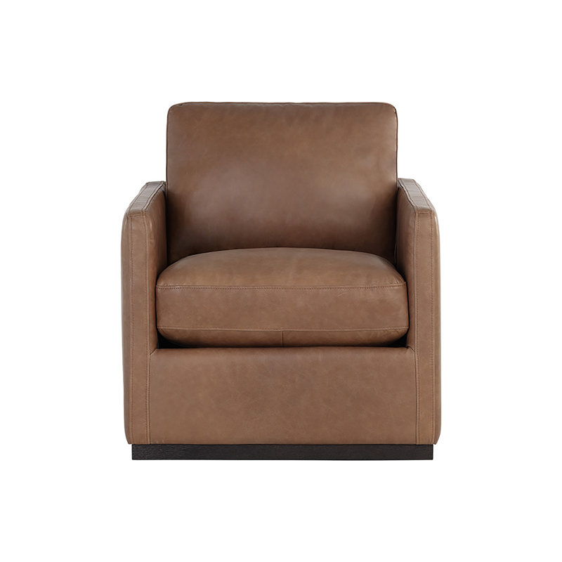 Portman Swivel Club Chair, Marseille Camel Top Grain Genuine Leather