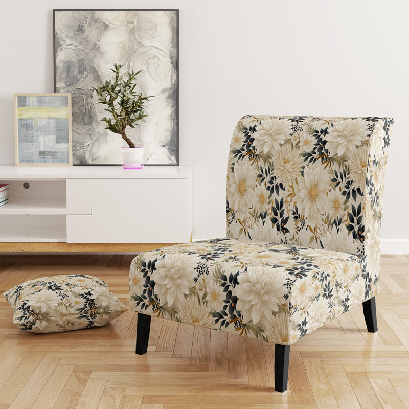 Motif œillets Carnal Mandalas - fauteuil de chambre rembourré de style campagnard, fauteuil d'appoint floral