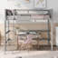 Lit mezzanine simple en bois massif avec échelle-1207521944