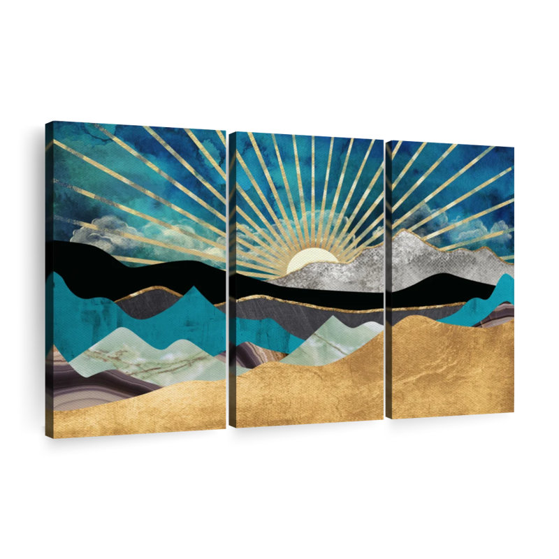 Ensemble 3 pièces Mountain Sunset II sur toile, H 24 po x l 38 po x P 1,25 po