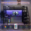 Lit mezzanine double en métal avec escalier de rangement réversible et bureau en L pour chambre d'adolescent