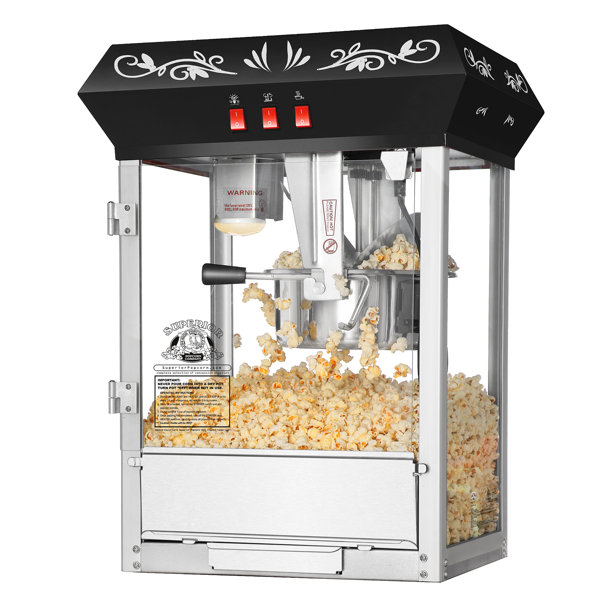 Popcorn Maker, Electric Popcorn Popper Machine with Non-Stick Plate &  Stirring Rod 