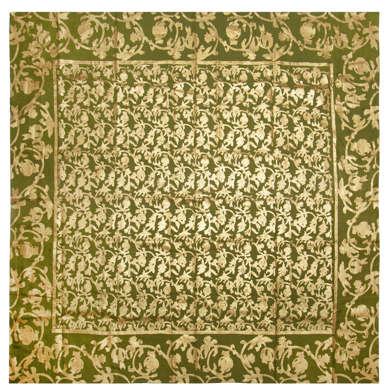 Saint-Rémy DOr Handmade Floral Tablecloth, Vert